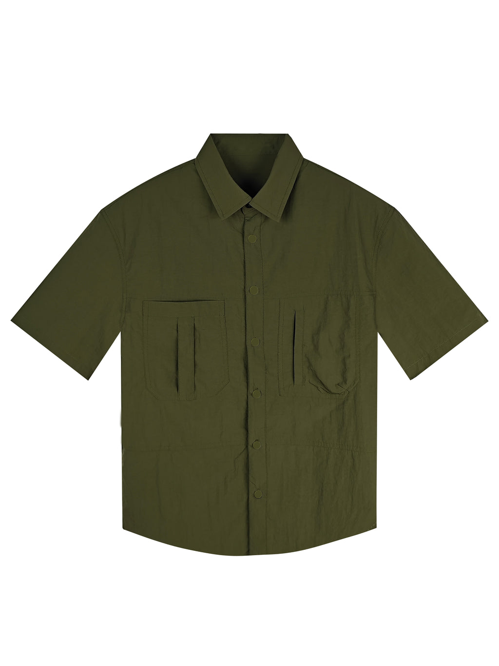 Men's Relaxed Fit 100% Nylon Utility Shirt - Short Sleeve Collared Casual Top with Multi-Functional Chest Pockets