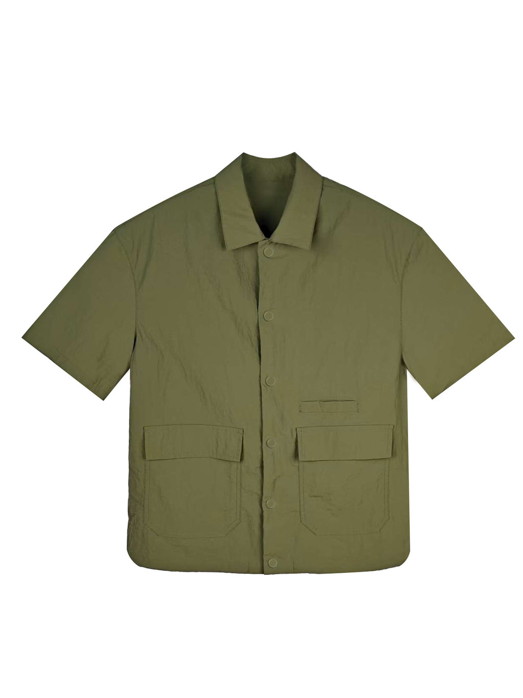 Men's Relaxed Fit 100% Nylon Utility Shirt - Short Sleeve Collared Casual Top with Multi Patch Pockets