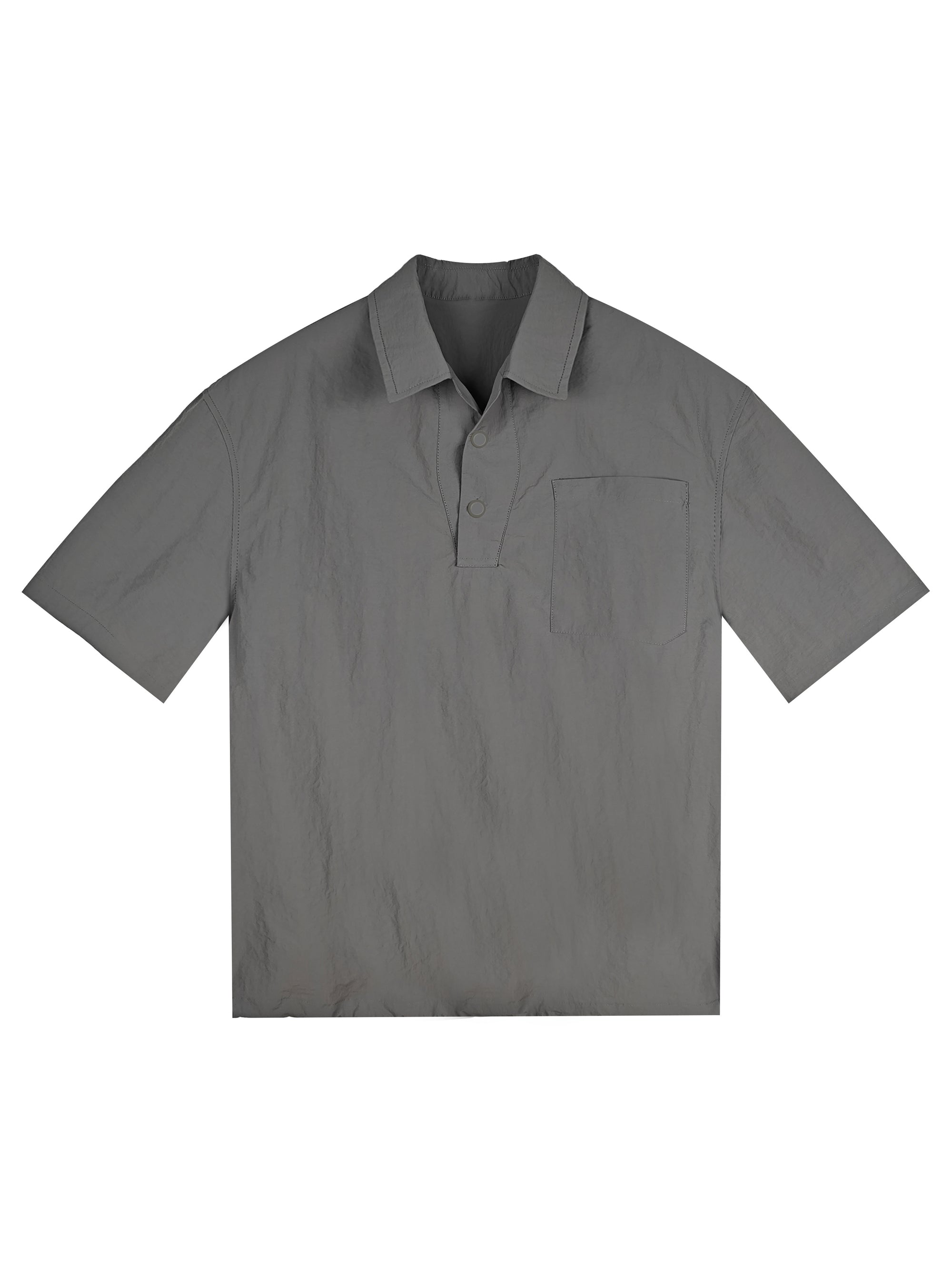 Men's Relaxed Fit Short Sleeve Polo Shirt - 100% Nylon Lightweight Half-Button Collared Top with Chest Pocket for Casual Daily Wear