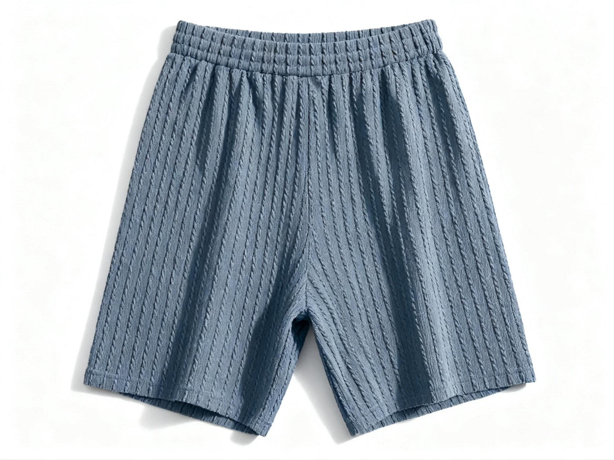 Men's Light Blue Textured Casual Shorts - Elevate Your Leisure Style with Unique Design & Effortless Comfort