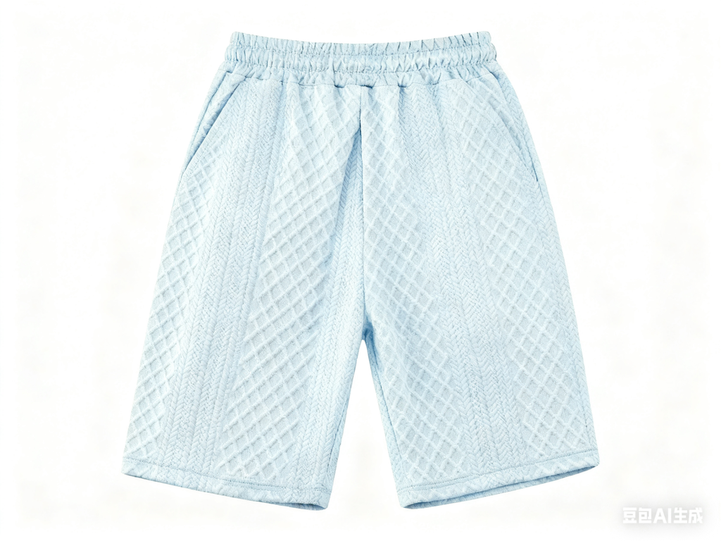 Men's Light Blue Textured Casual Shorts - Elevate Your Leisure Style with Unique Design & Effortless Comfort