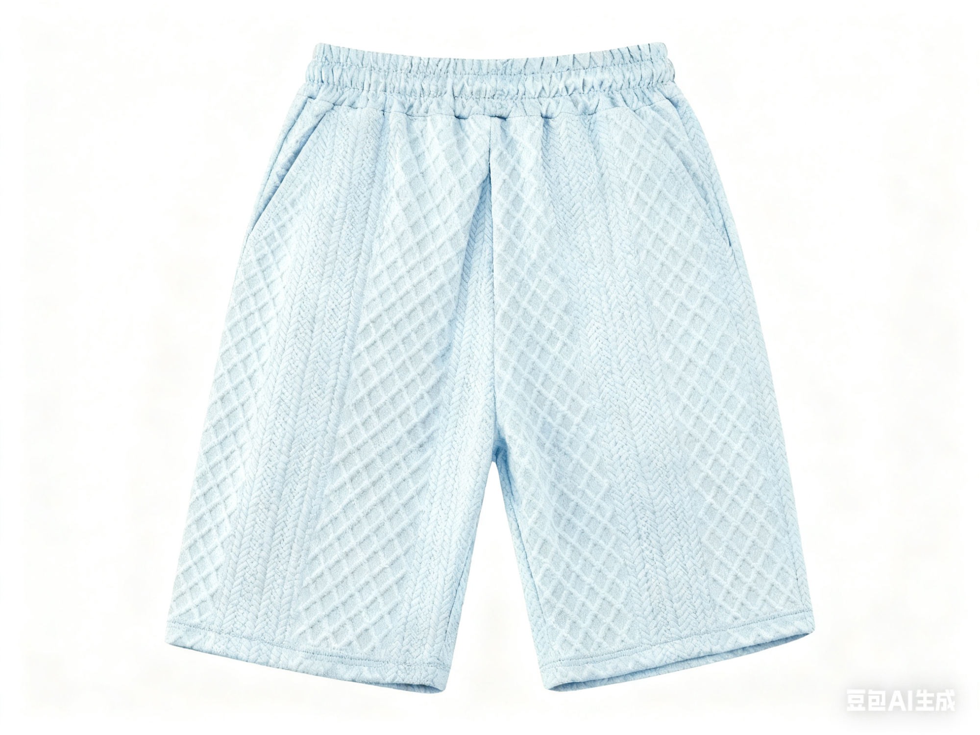 Men's Light Blue Textured Casual Shorts - Elevate Your Leisure Style with Unique Design & Effortless Comfort