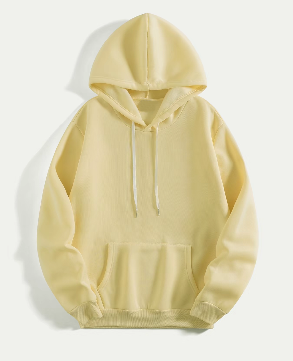 Men's Light Yellow Hoodie - Classic Casual Pullover with Kangaroo Pocket for Daily Wear, Street Style & Lounge Comfort