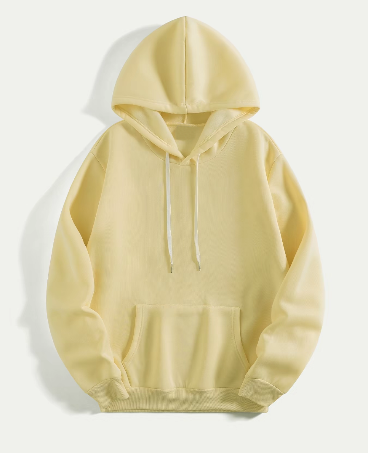 Men's Light Yellow Hoodie - Classic Casual Pullover with Kangaroo Pocket for Daily Wear, Street Style & Lounge Comfort
