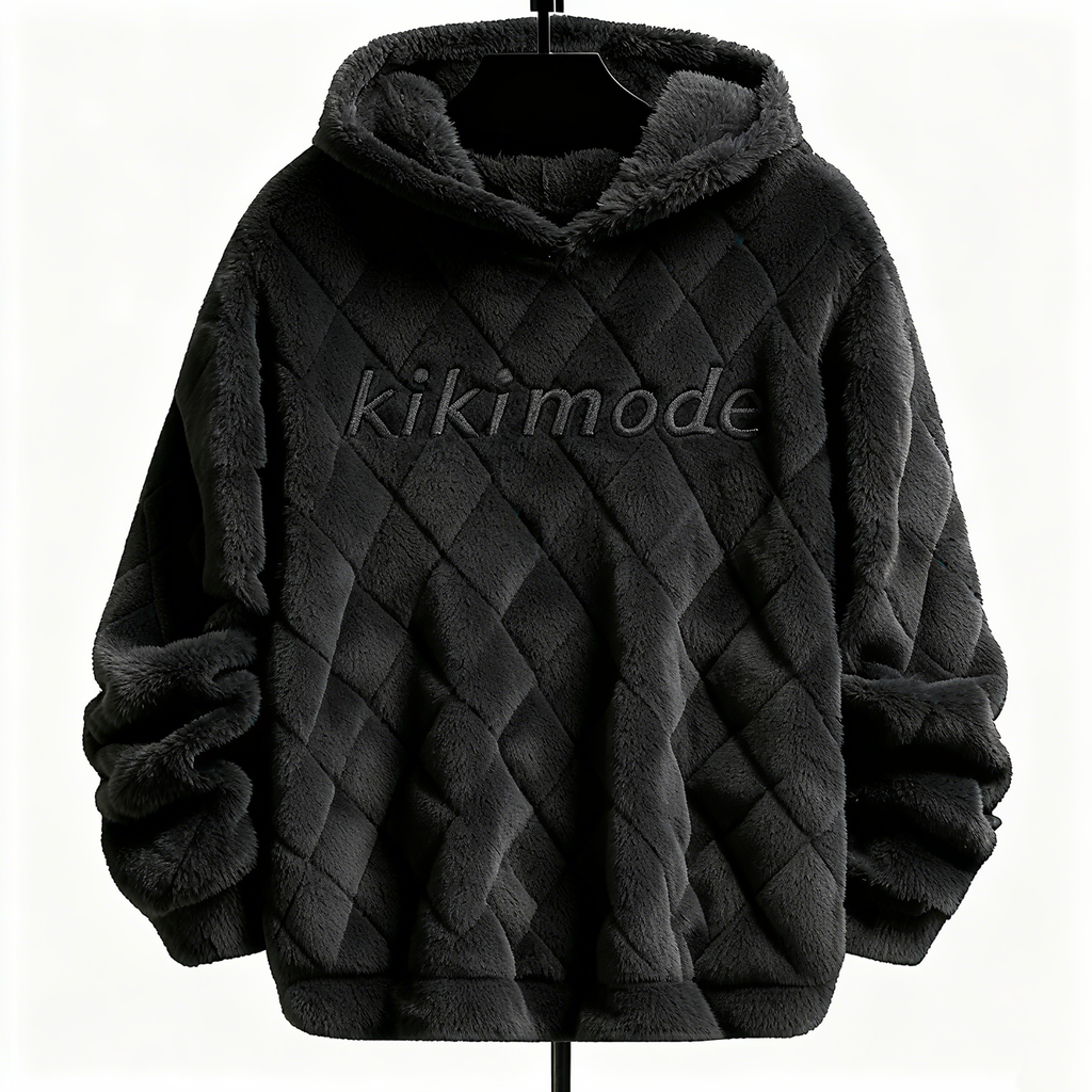 Kikimode Plush Fleece Hoodie - Ultra-Soft 100% Polyester Pullover for Cozy Winter & Leisure