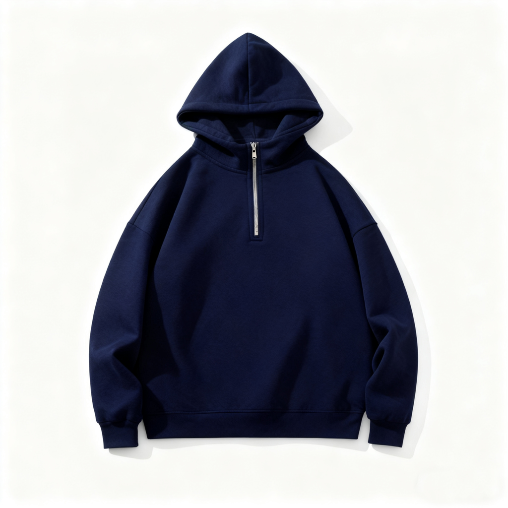 Men's Navy Half-Zip Hoodie - The Perfect Fusion of Casual Comfort & Modern Style