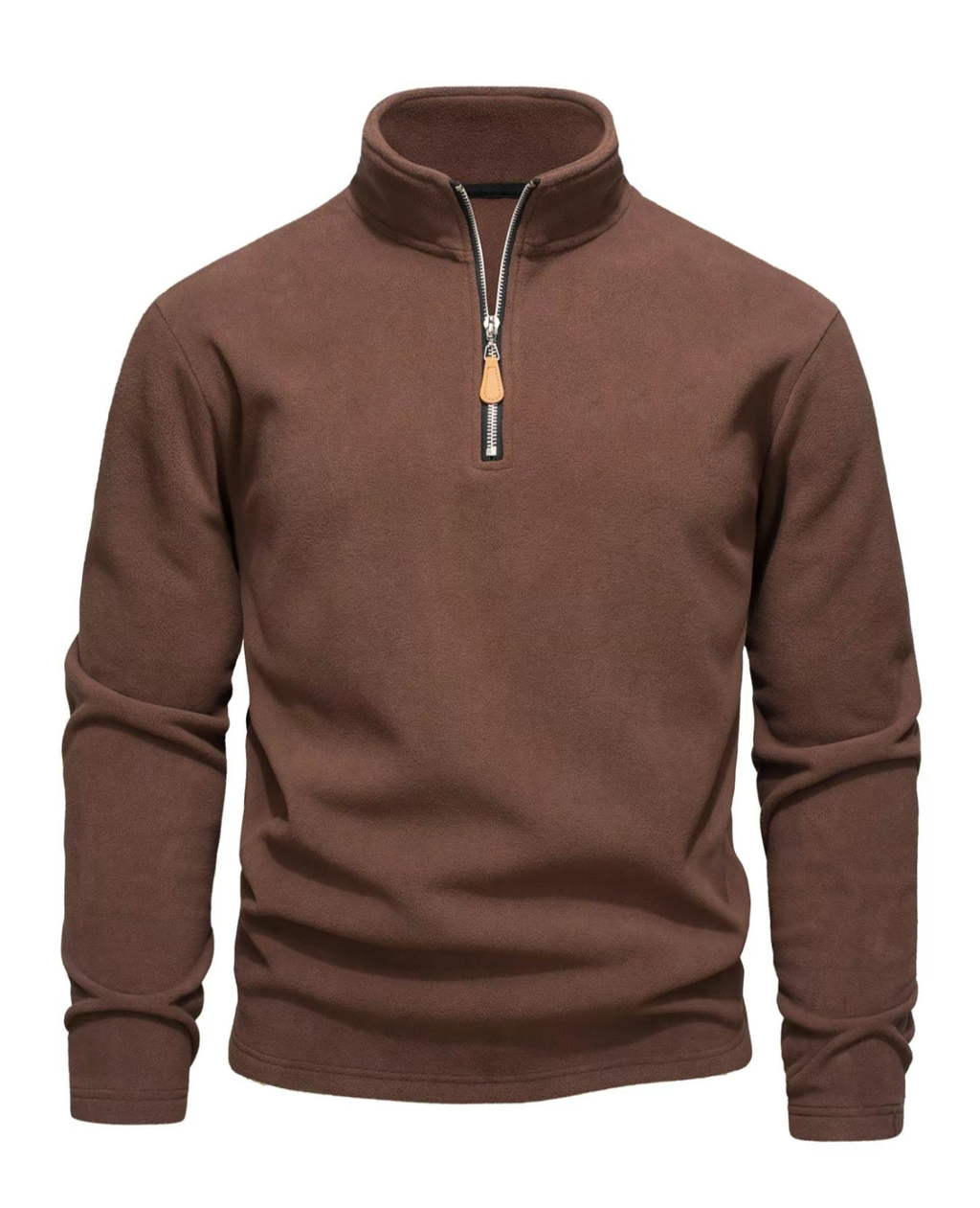 Men's Brown Half-Zip Pullover - Elevate Business Casual with Comfort & Sophistication