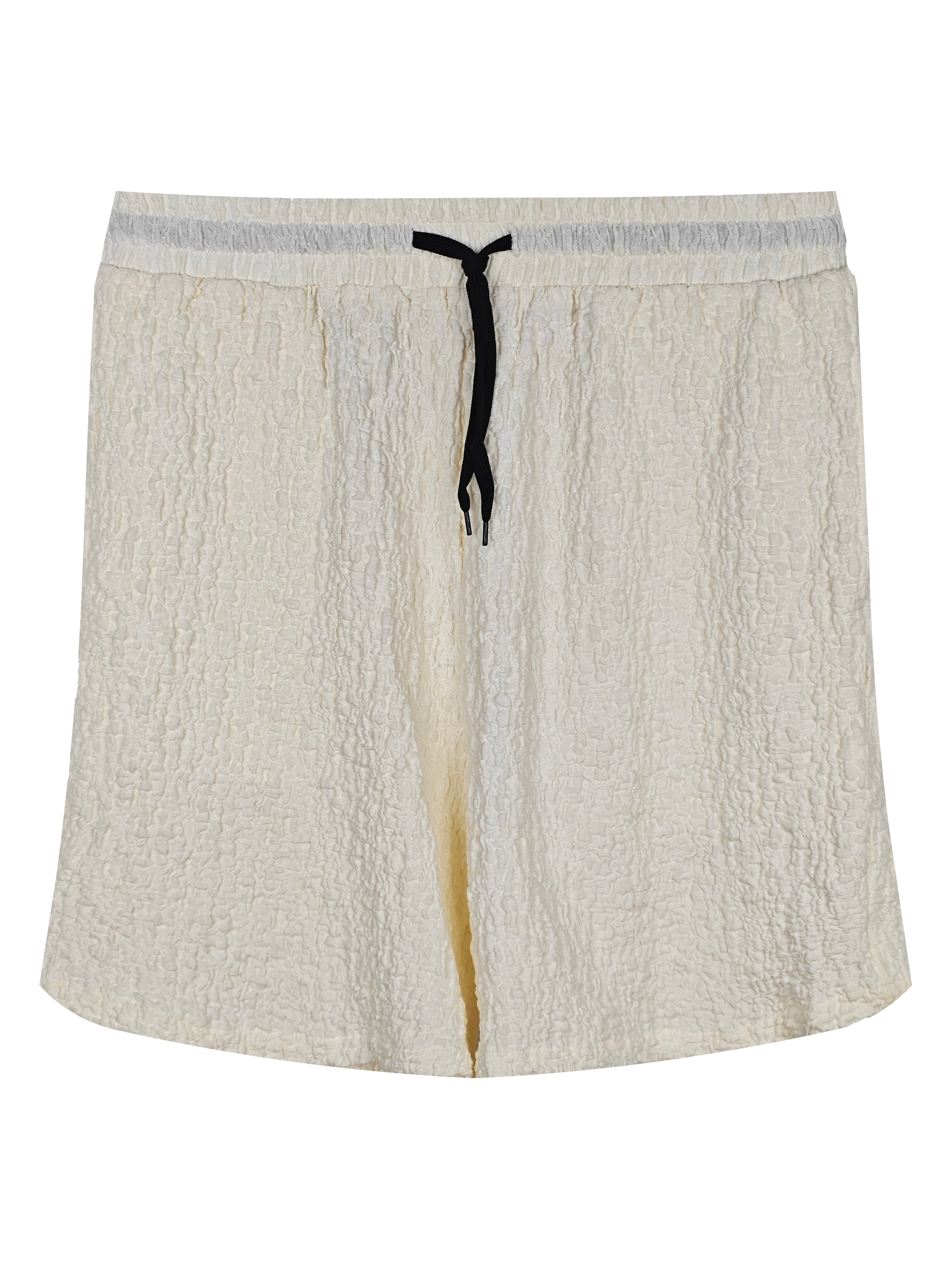 Men's Textured Drawstring Shorts - 60% Cotton 30% Nylon 10% Spandex, Cream Casual Summer Short Pants