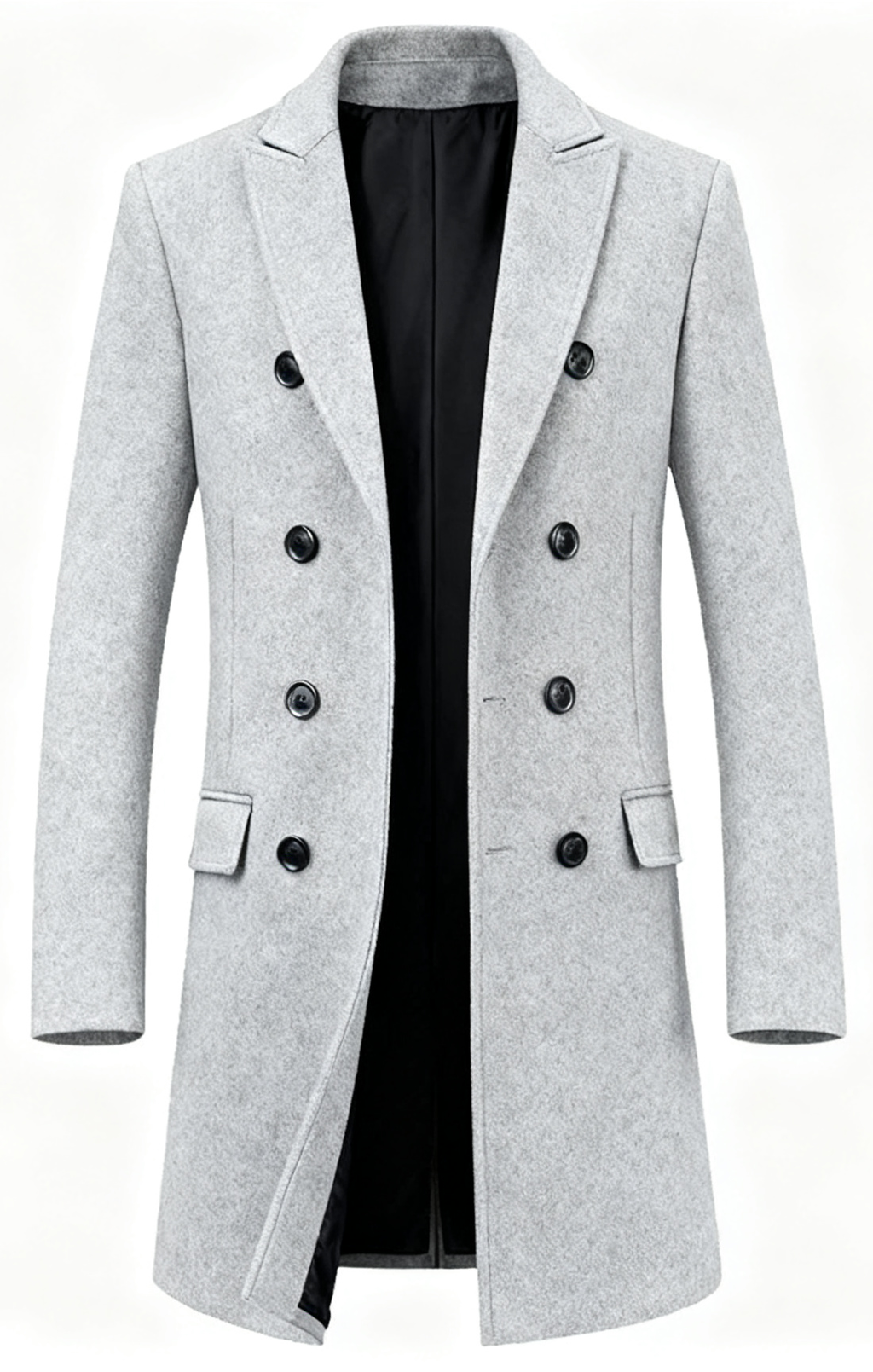 Men's Wool Blend Trench Coat - Timeless Elegance for the Modern Man