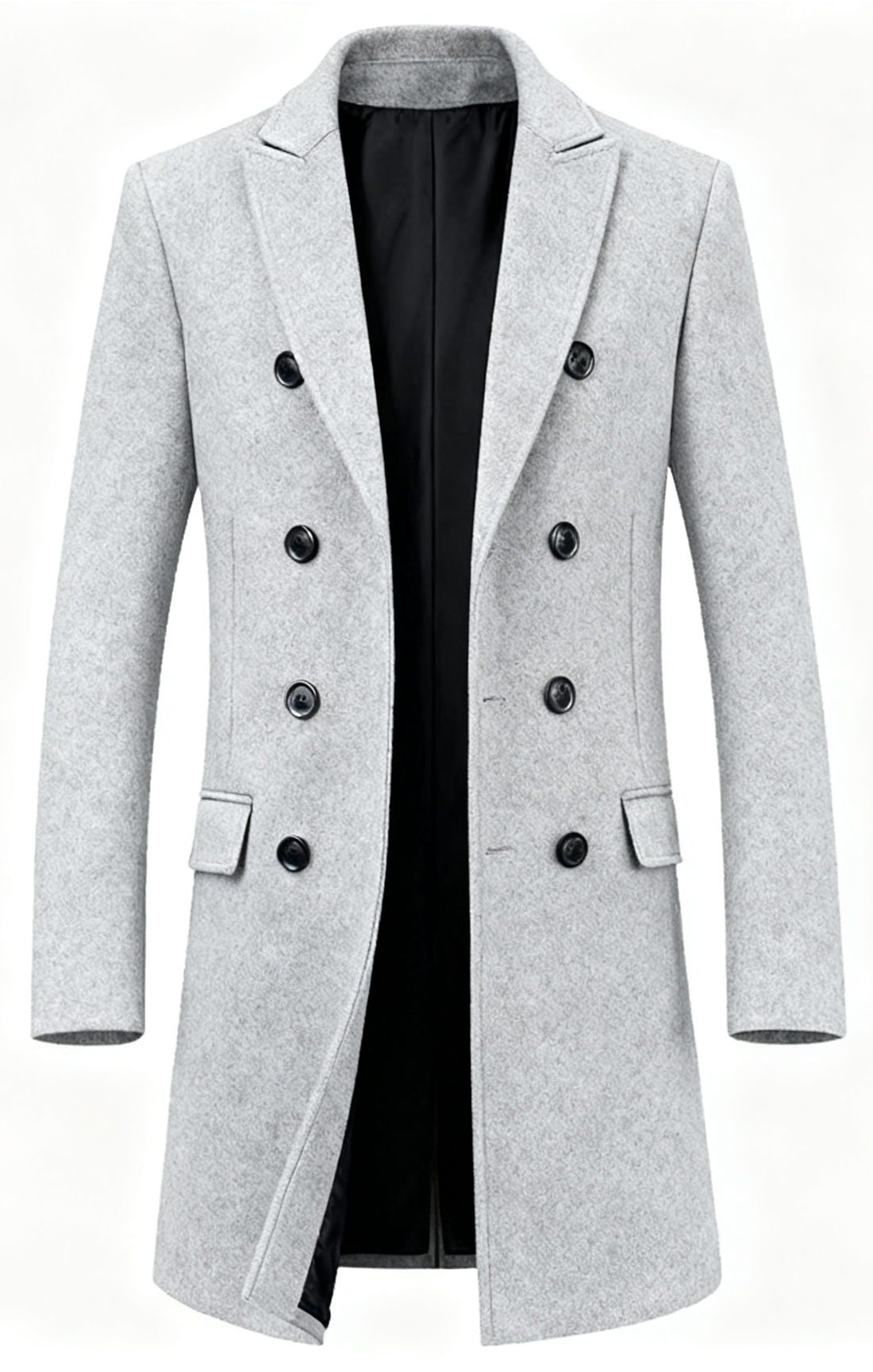 Men's Wool Blend Trench Coat - Timeless Elegance for the Modern Man