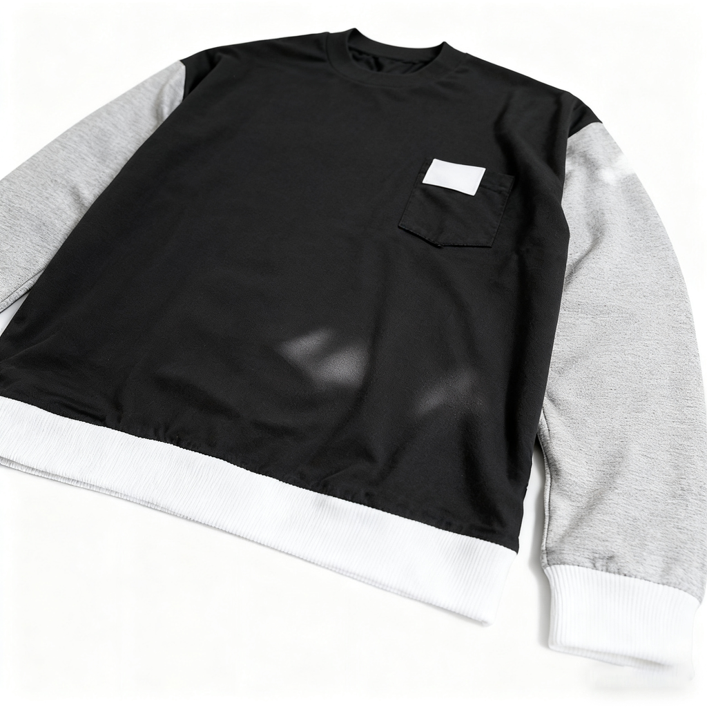100% Cotton Color-Block Crew Neck Sweatshirt: Modern Minimalism & Comfort
