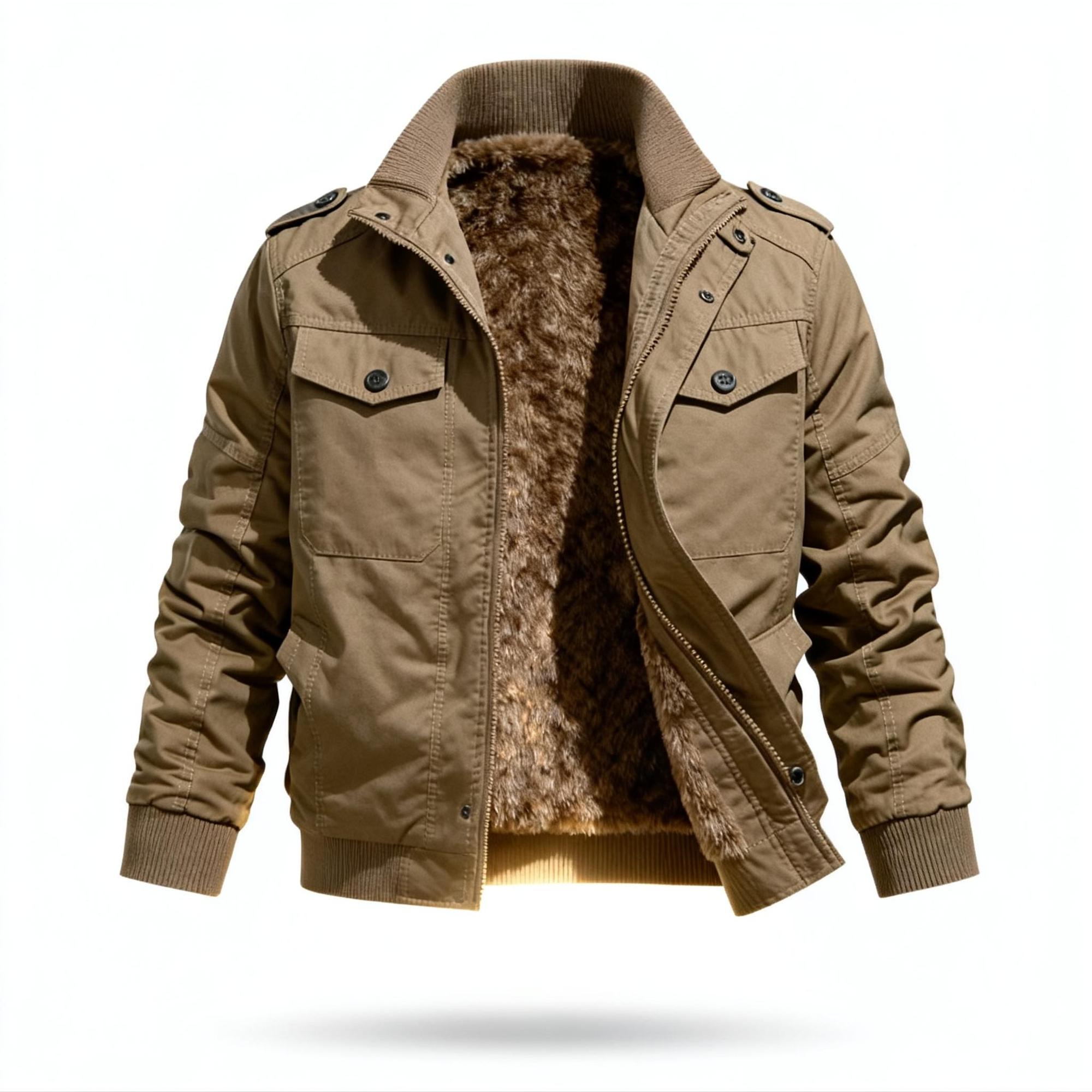 Men's Tactical Style Fleece-Lined Jacket - Rugged Elegance & Cozy Warmth for Outdoor & Urban Adventures