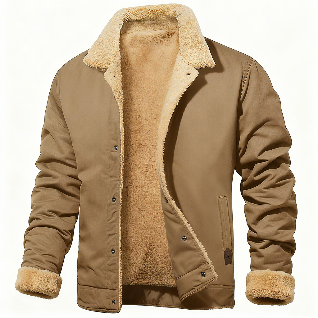 Men's Sherpa-Lined Casual Jacket - Vintage Style & Ultimate Warmth for Winter Adventures & Daily Wear