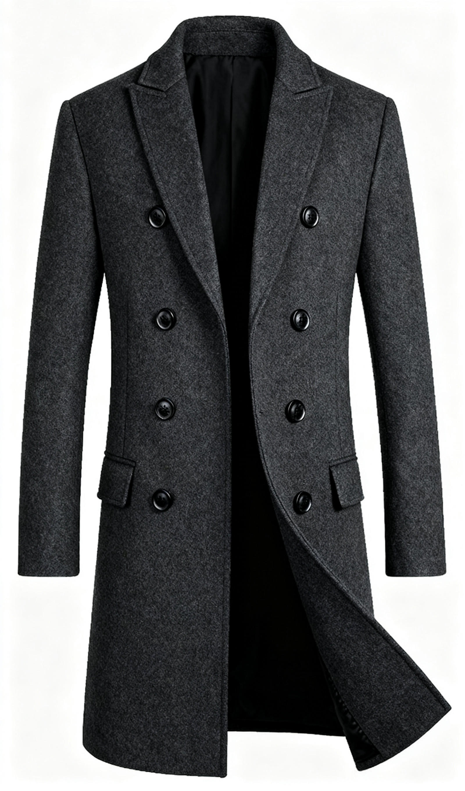 Charcoal Gray Wool-Blend Trench Coat: Timeless Sophistication & Season-Defying Versatility