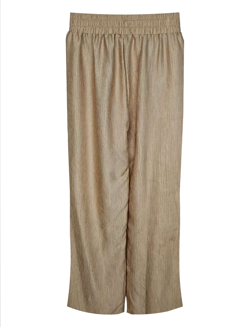 Women's Wide-Leg 100% Polyester Casual Pants - Elastic Waist Lightweight Lounge Trousers