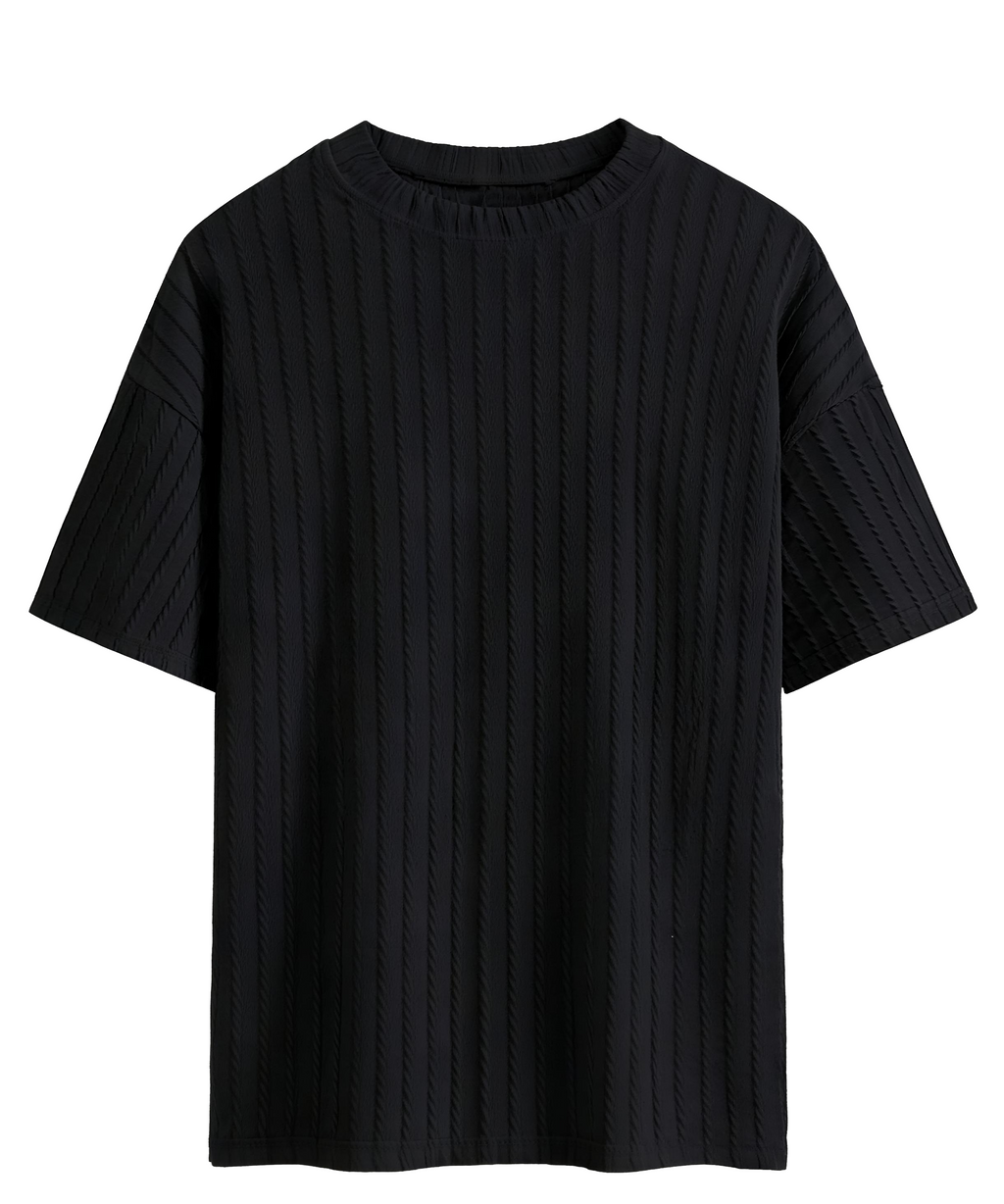 Men's Textured Short-Sleeve T-Shirt - Minimalist Elegance with Subtle Detailing