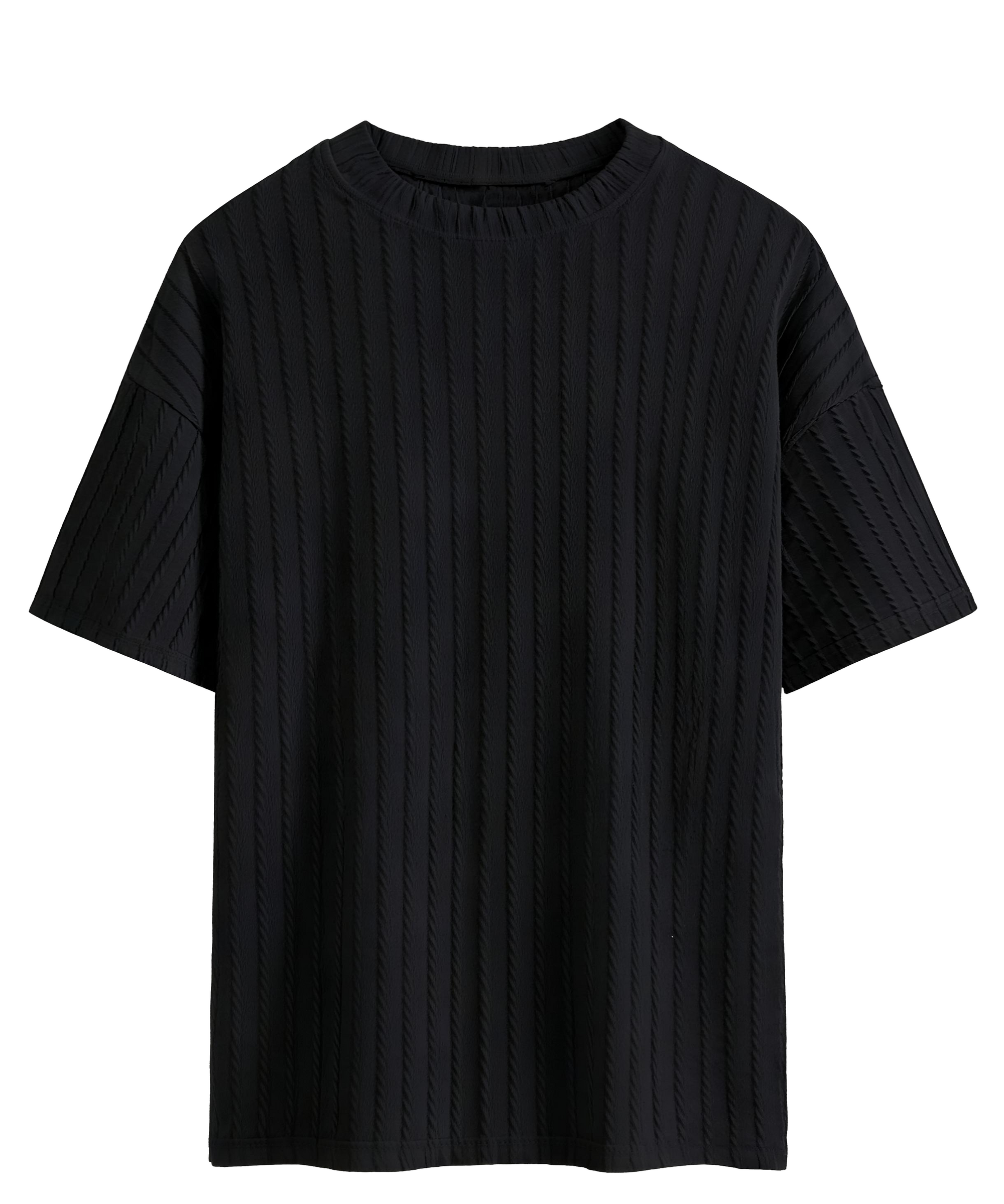 Men's Textured Short-Sleeve T-Shirt - Minimalist Elegance with Subtle Detailing