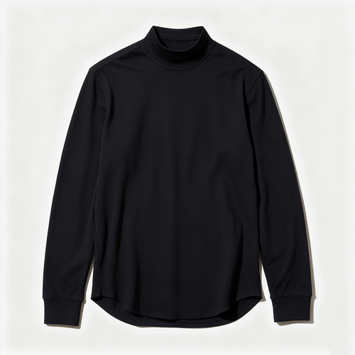100% Cotton Mock Neck Long Sleeve Tee: Sleek Style Meets All-Day Comfort