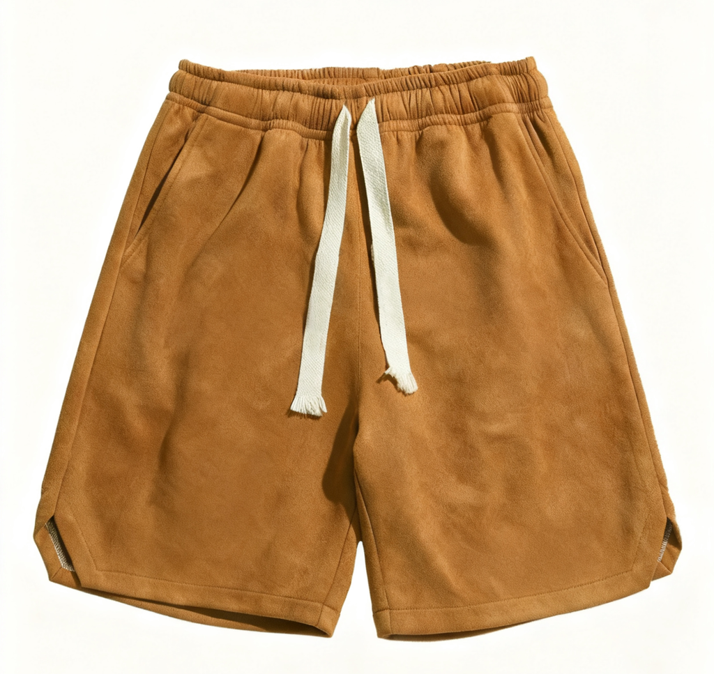 Men's Tan Wool-Blend Shorts - Retro Style with Luxe Comfort for Casual & Stylish Looks
