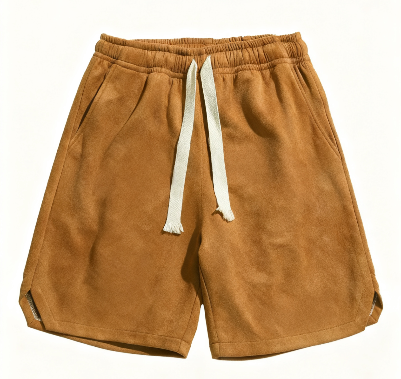 Men's Tan Wool-Blend Shorts - Retro Style with Luxe Comfort for Casual & Stylish Looks