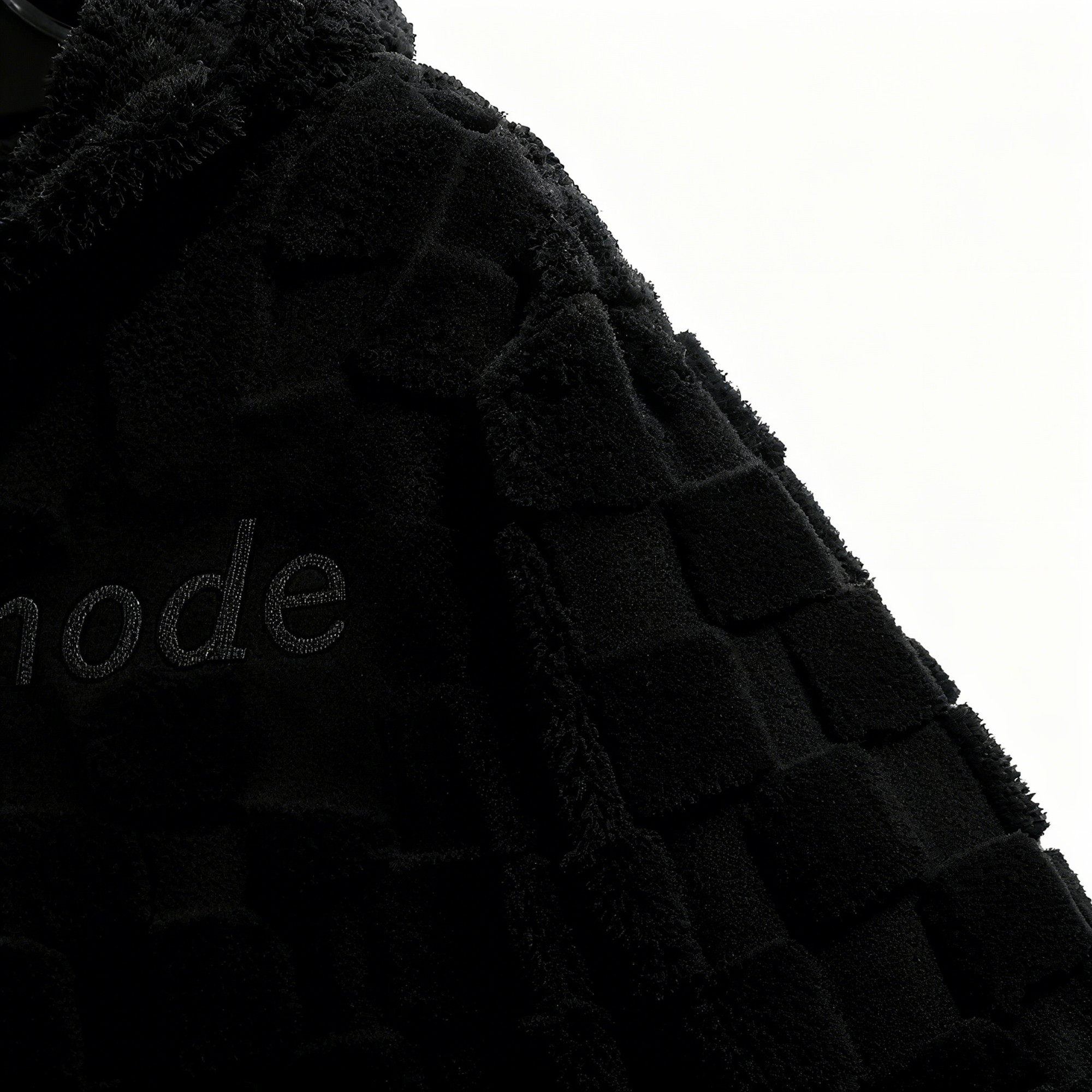 100% Polyester Black Fuzzy Checkered Hoodie: Edgy Style Meets Cloud-Like Comfort