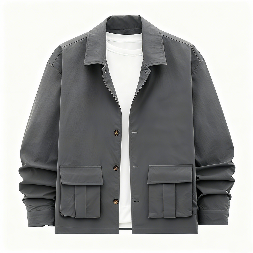 Men's Grey Casual Set - Jacket & Cargo Pants Combo for Effortless Street Style & Daily Comfort