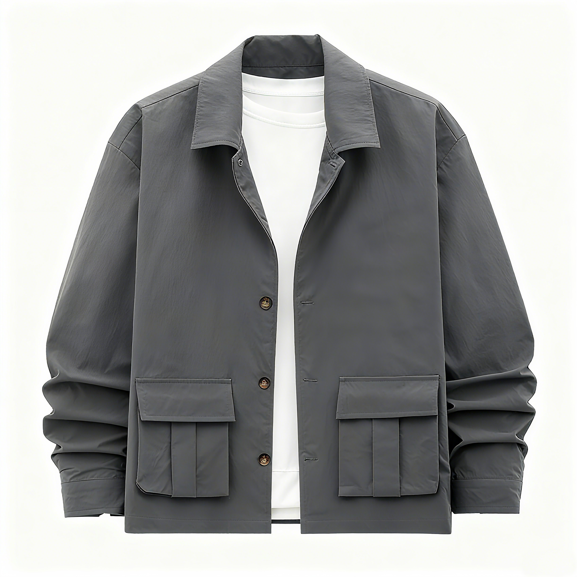 Men's Grey Casual Set - Jacket & Cargo Pants Combo for Effortless Street Style & Daily Comfort