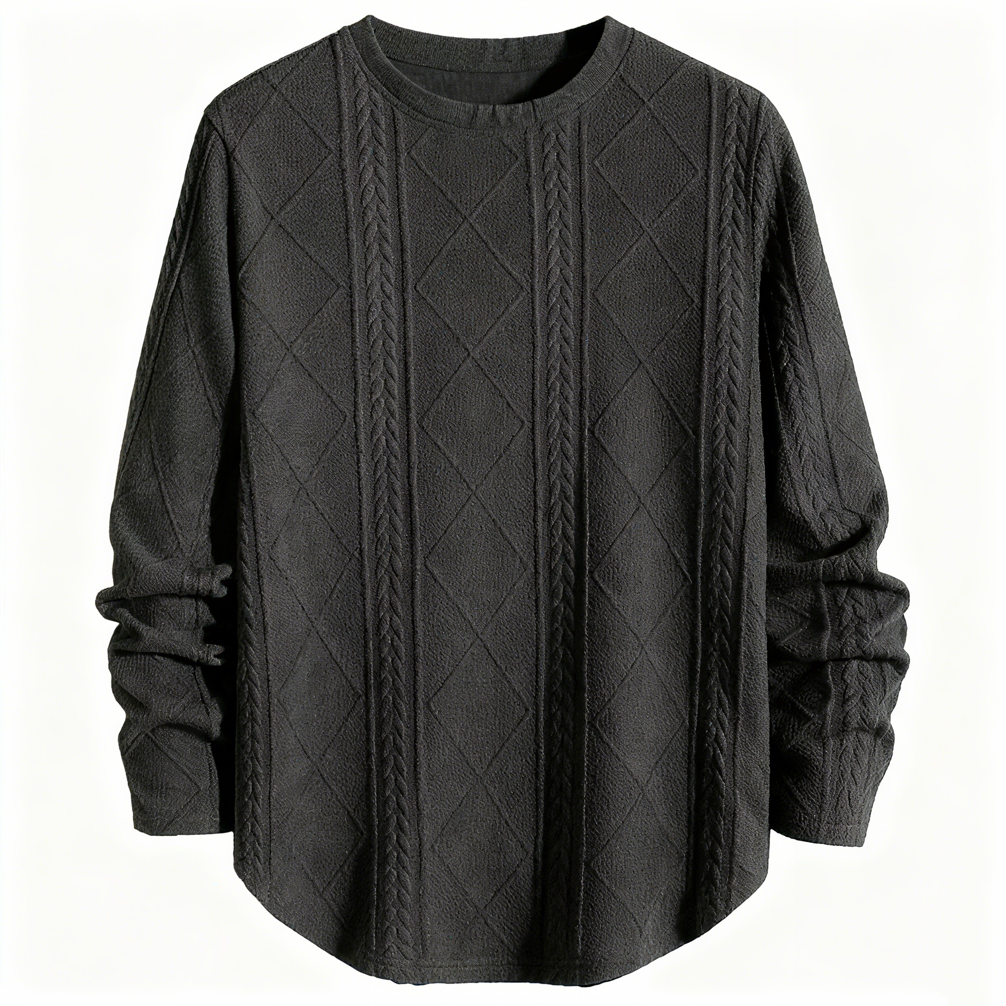 Men's Textured Knit Sweater - Classic Crew Neck Pullover for Casual & Smart-Casual