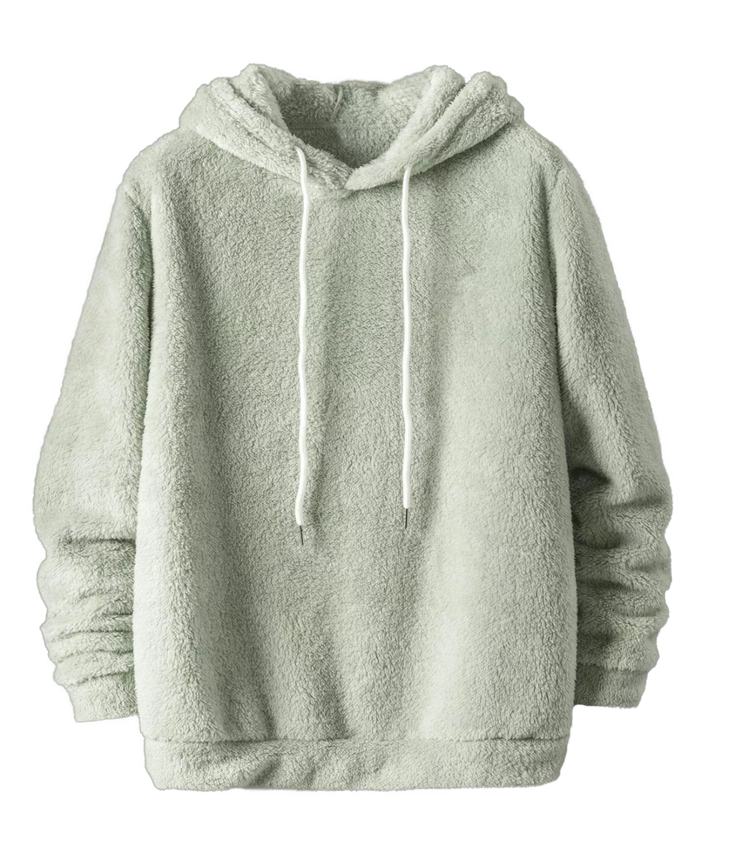 Men's Light Gray Fuzzy Hoodie - Ultimate Comfort & Cozy Style for Chilly Days
