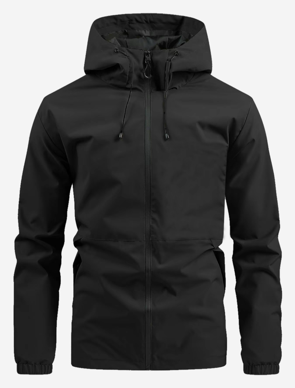 100% Polyester Black Waterproof Jacket: Ultimate All-Weather Protection with Sleek Urban Style