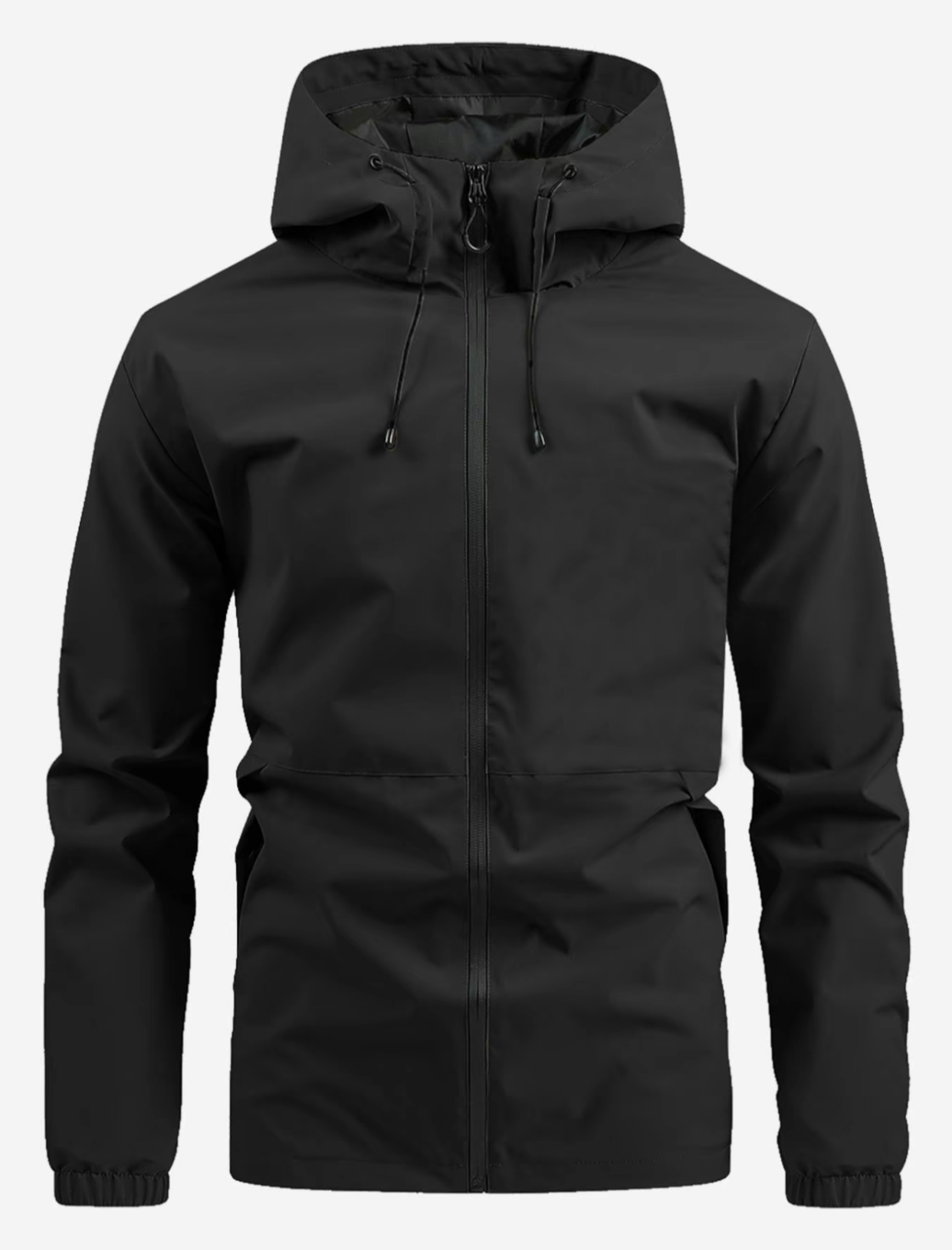 100% Polyester Black Waterproof Jacket: Ultimate All-Weather Protection with Sleek Urban Style