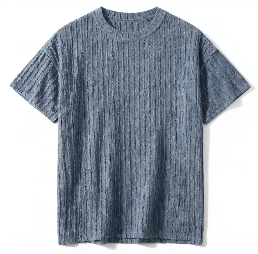 Men's Textured Oversized Short-Sleeve T-Shirt: A Fusion of Unique Knit Aesthetics, Comfort, and Versatile Style for Daily Wear