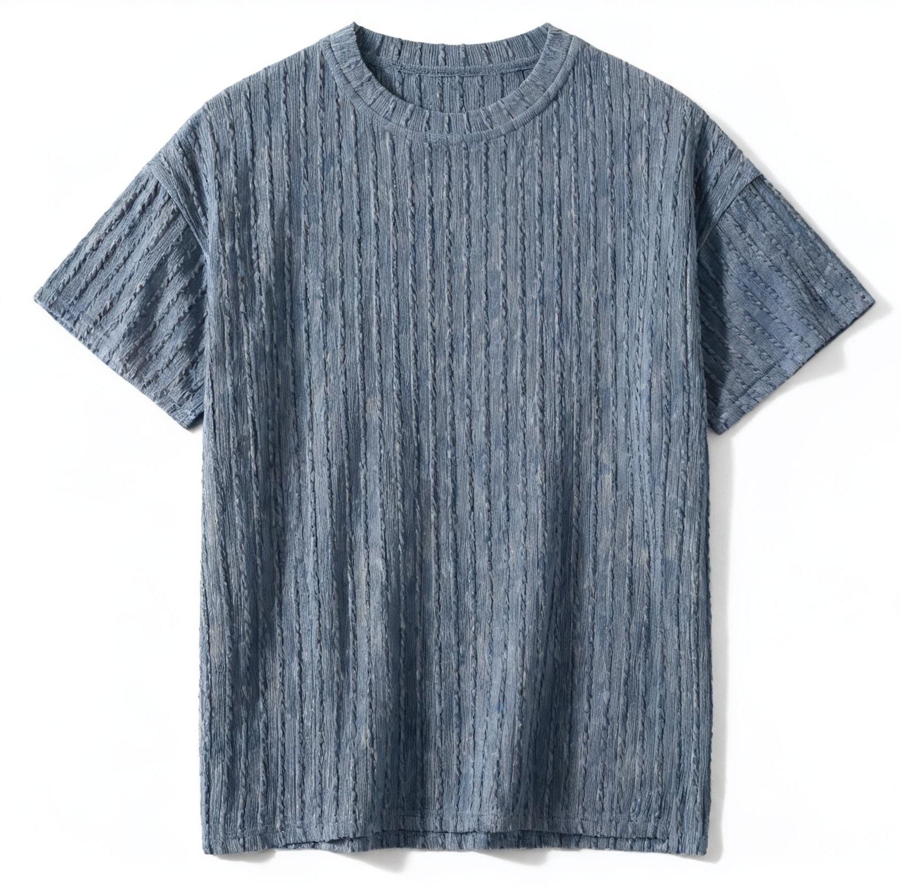 Men's Textured Oversized Short-Sleeve T-Shirt: A Fusion of Unique Knit Aesthetics, Comfort, and Versatile Style for Daily Wear