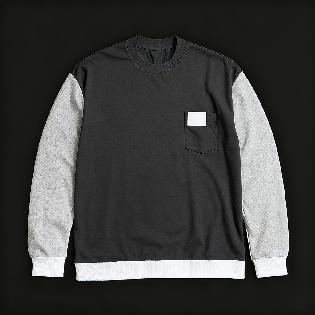 100% Cotton Color-Block Crew Neck Sweatshirt: Modern Minimalism & Comfort