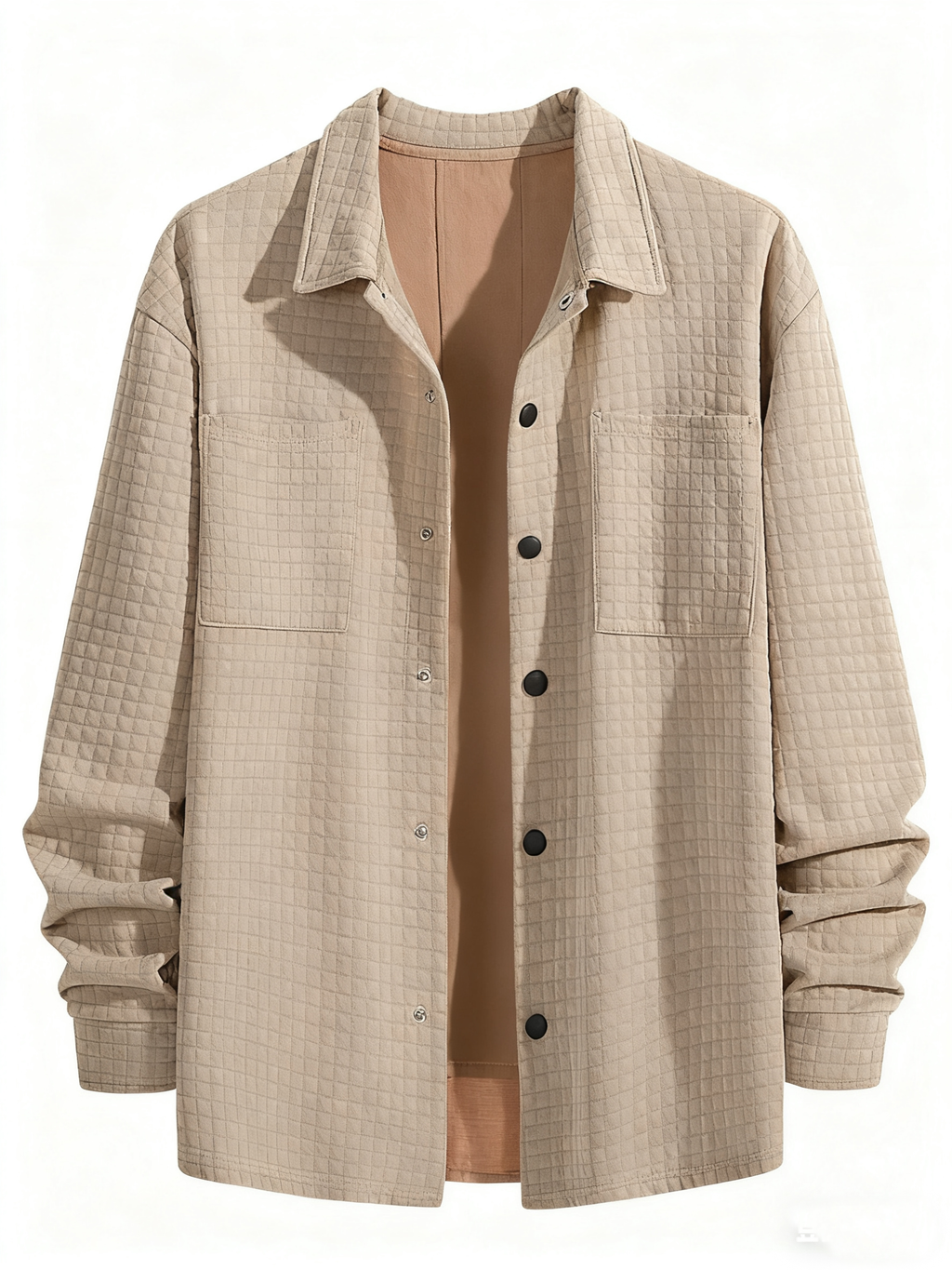 Men's Quilted Shirt Jacket - Oversized Casual Shacket with Pocket Details for Urban Style & Leisure Comfort