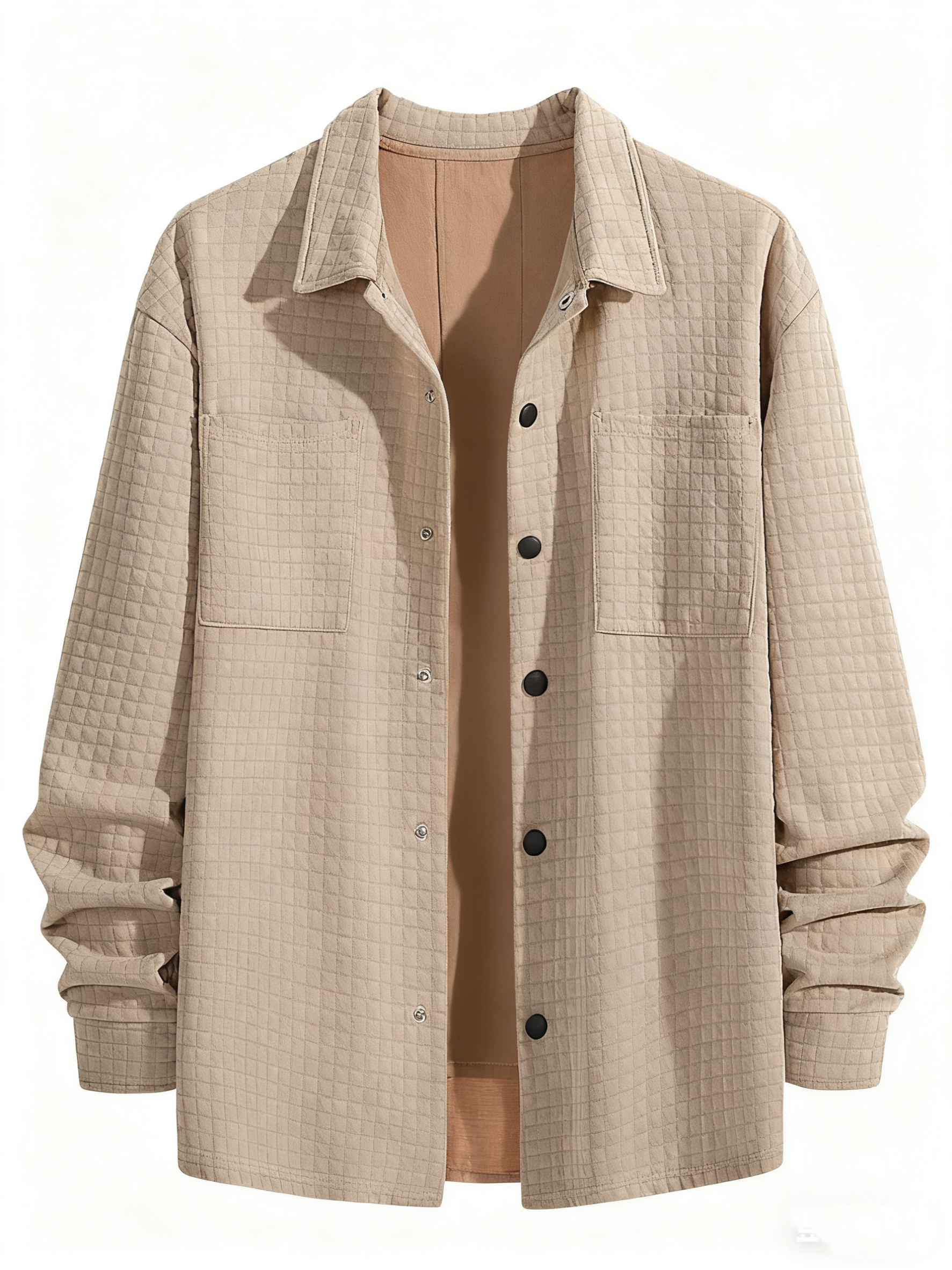 Men's Quilted Shirt Jacket - Oversized Casual Shacket with Pocket Details for Urban Style & Leisure Comfort