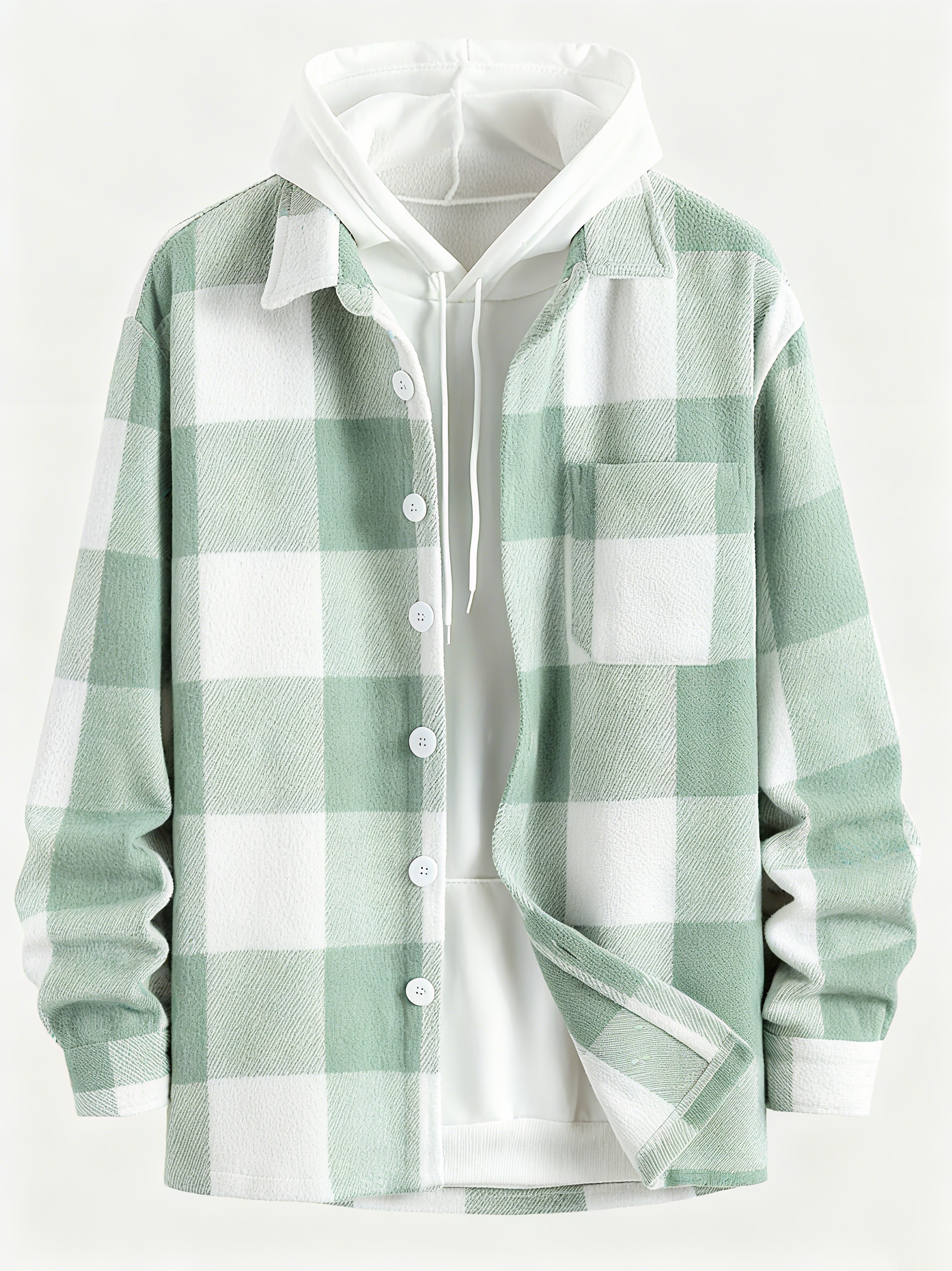 Stylish Plaid Shirt & Hoodie Set