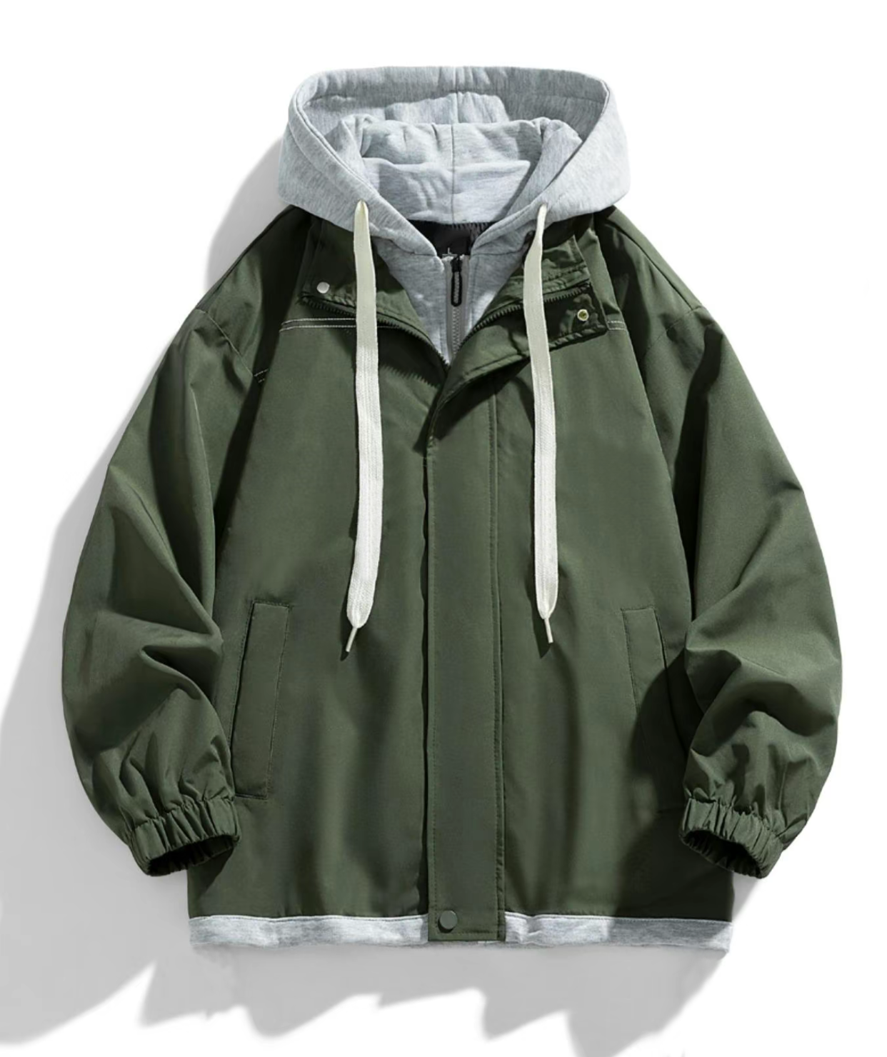 Men's Casual Faux Two-Piece Hooded Jacket: Urban Street Style & Multi-Scene Versatility for the Modern Gentleman