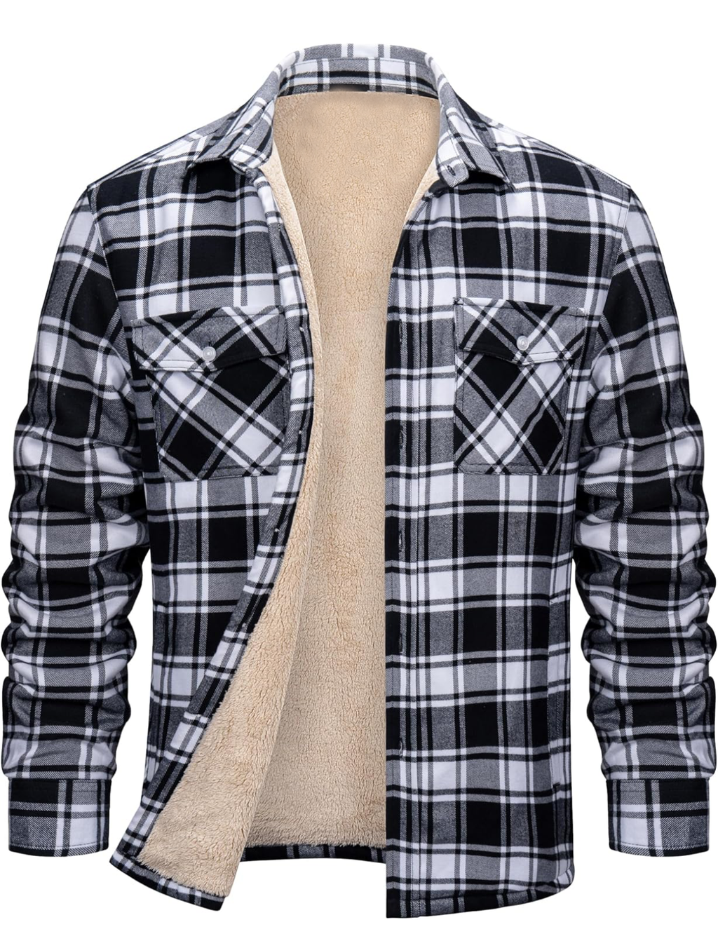 Men's Plaid Fleece-Lined Shirt Jacket - Casual Style Meets Cozy Warmth for Everyday Wear