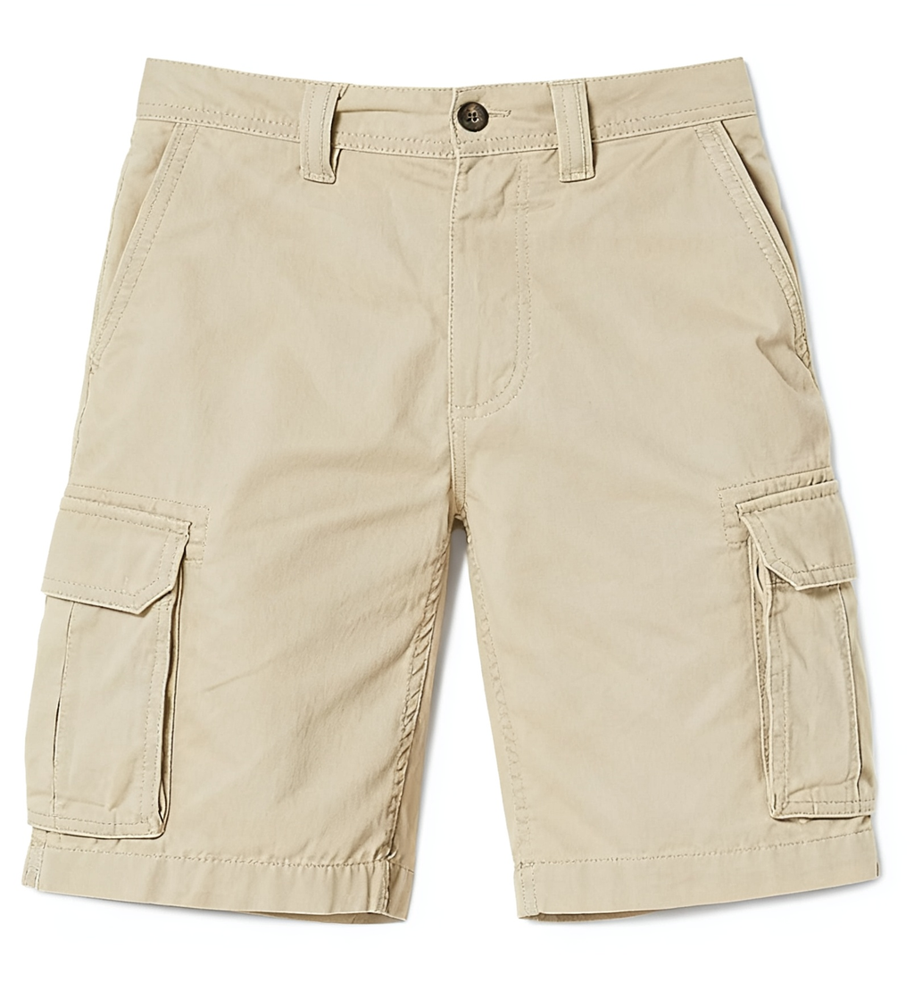 Men's Beige Cargo Shorts - Classic Casual Workwear Shorts with Multi-Pockets for Outdoor, Daily & Travel Adventures
