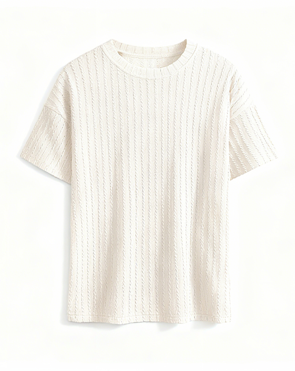 Men's Textured Knit Short-Sleeve T-Shirt: Elevated Casual Style with Timeless Comfort for Modern Men