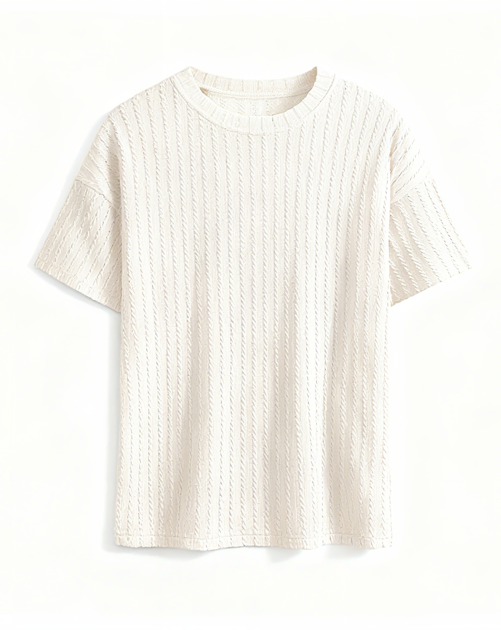 Men's Textured Knit Short-Sleeve T-Shirt: Elevated Casual Style with Timeless Comfort for Modern Men