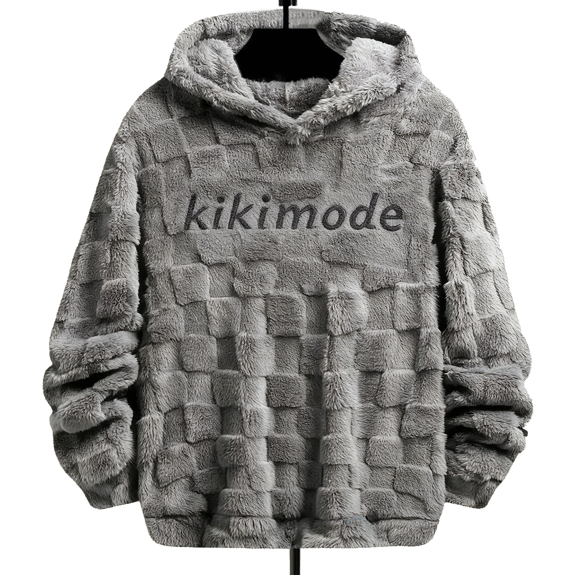 100% Polyester Fuzzy Checkered Hoodie: Ultra-Soft Comfort & Stylish Texture