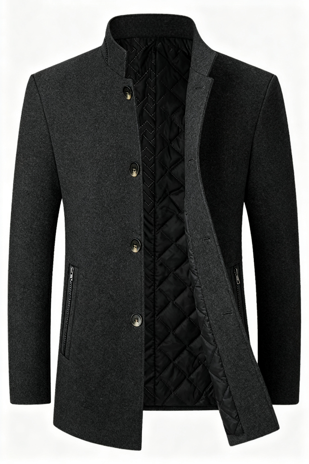 Men's Wool Blend Coat - Sophisticated Warmth for the Modern Gentleman
