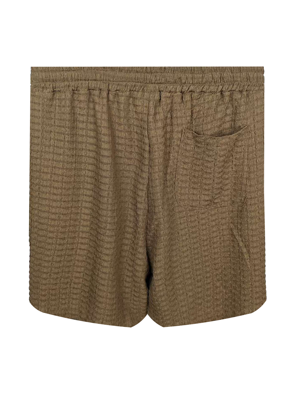Men's Textured Drawstring Shorts - 98% Polyester 2% Spandex, Brown Casual Summer Shorts