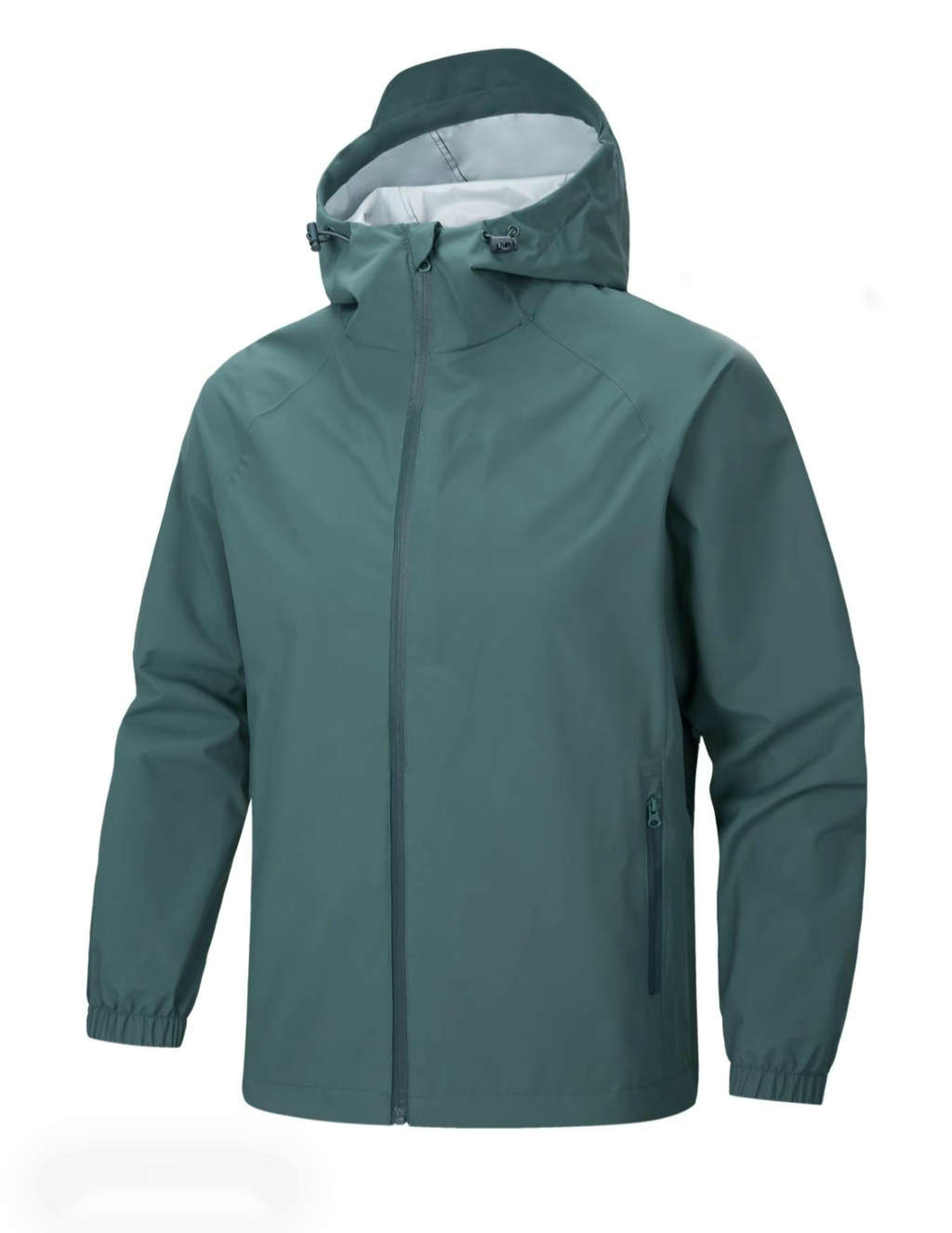 Men's Teal Waterproof Windproof Jacket - Hooded Outdoor Raincoat for Hiking, Travel & All-Weather Adventures