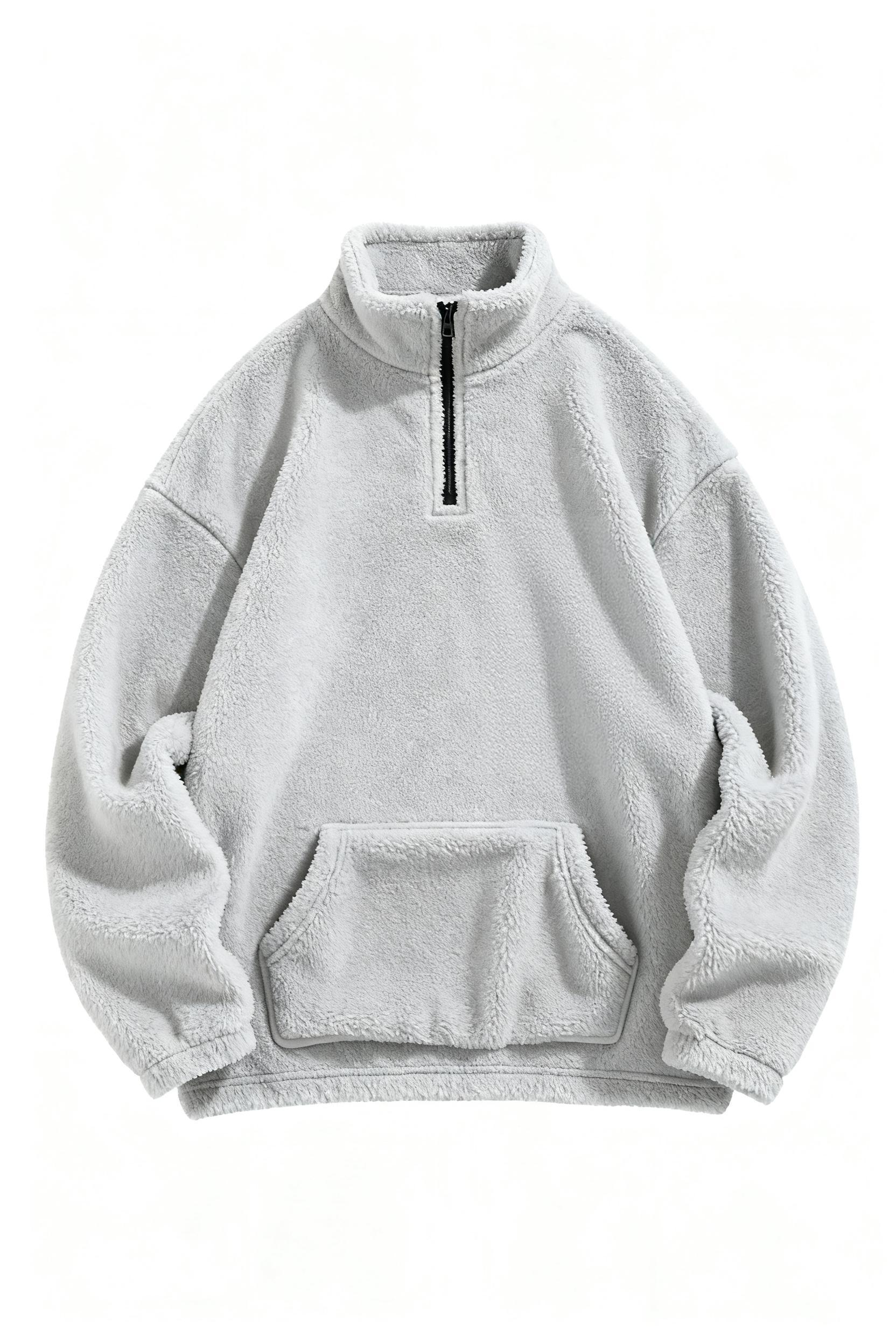 Men's Plush Half-Zip Pullover - Cozy Comfort & Street Style for Chill Days