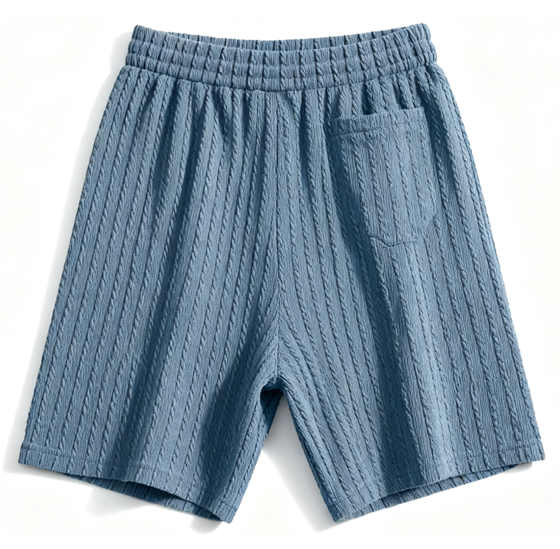 Men's Light Blue Textured Casual Shorts - Elevate Your Leisure Style with Unique Design & Effortless Comfort