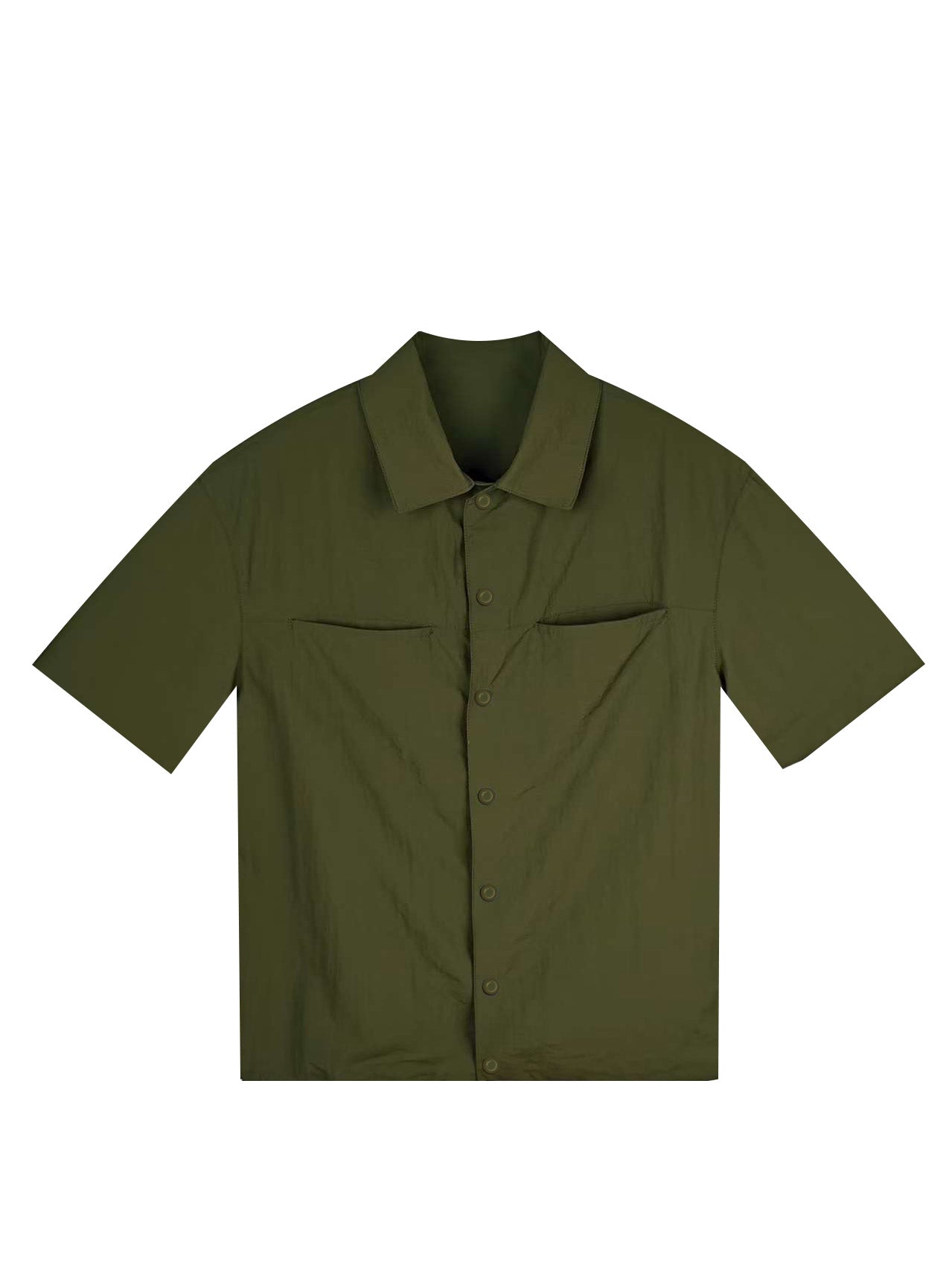 Men's Relaxed Fit 77% Nylon 23% Spandex Short Sleeve Shirt - Collared Casual Top with Angled Chest Pockets