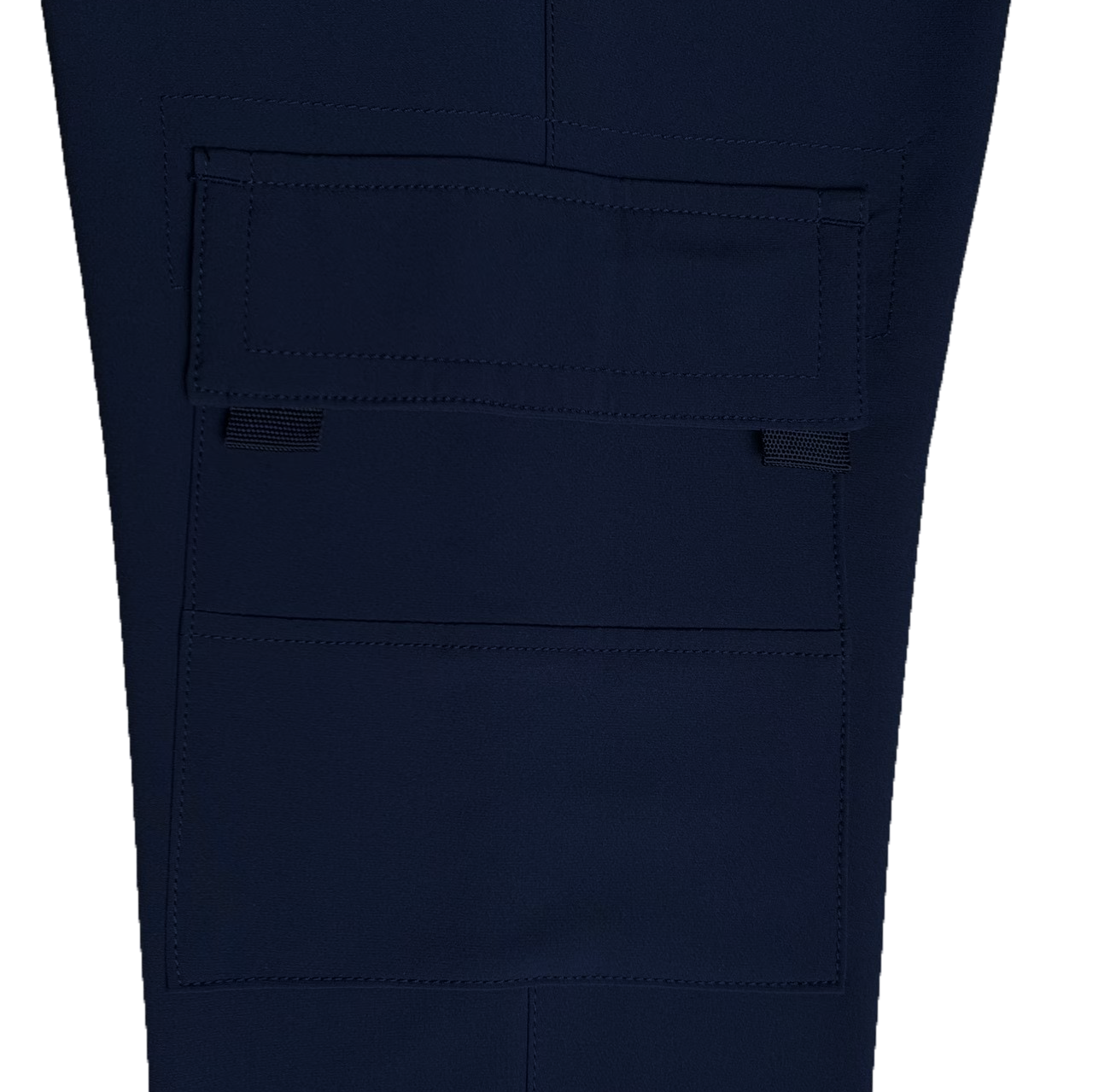 Men's Elastic - Waist Cargo Pants with Drawstring - 92% Polyester 8% Spandex, Navy Blue Multi - Pocket Casual Trousers
